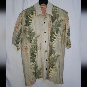 Tommy Bahama Silk Tropical Leaf Print Button-Up Shirt